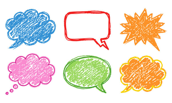 Colorful hand drawn speech bubbles for comics or chat boxes