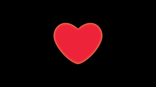 Red heart shape beating pulse animation with beating pulse effect,  Heart pulsing Like floating up and loop, Valentine's Day Celebration, video overlay