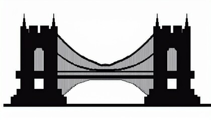 Obraz premium pixelated bridge silhouette in black on a white background
