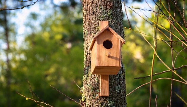 a bird house wooden birdhouse on a tree place to feed birds outside