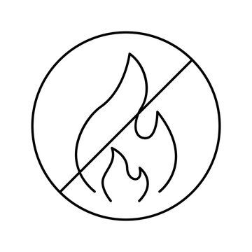 Non Flammable Keep Away From Fire Safety Vector Line Icon