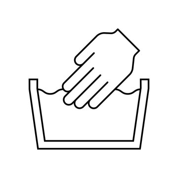 Hand Wash Basin Laundry Manual Care Vector Line Icon