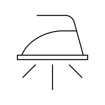 Steaming Iron Vapor Mist Appliance Laundry Vector Line Icon