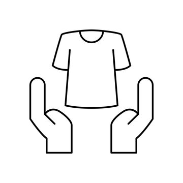 Handle With Care Delicate Garment Hands Vector Line Icon