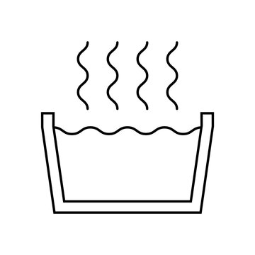 Hot Wash Basin Boiling Water Steam Laundry Vector Line Icon