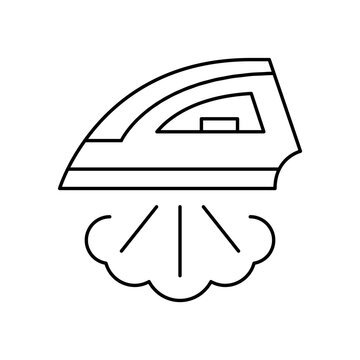 Iron Soleplate Steam Vapor Laundry Appliance Vector Line Icon