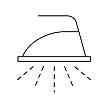 Iron Steam Drops Vapor Laundry Appliance Vector Line Icon