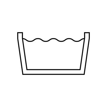 Wash Basin Water Tub Machine Laundry Vector Line Icon