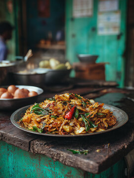 Kothu parotta sri lankan street food spicy dish