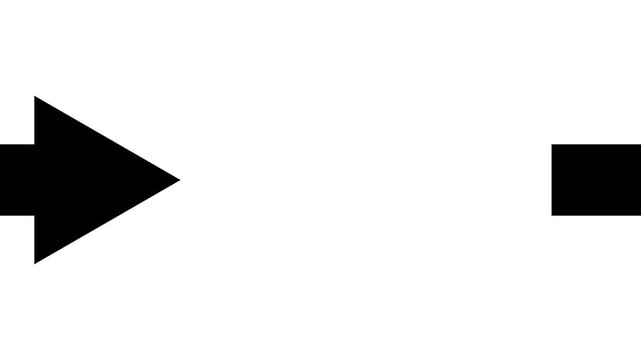 Black Arrow Moving Left to Right on Black and white Background.