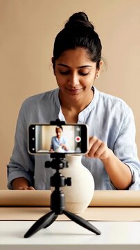 South Asian Woman Photographing Product for Online Shop