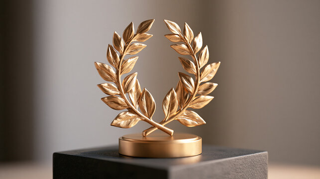 Round Black Base Supports a Centered Gold Award