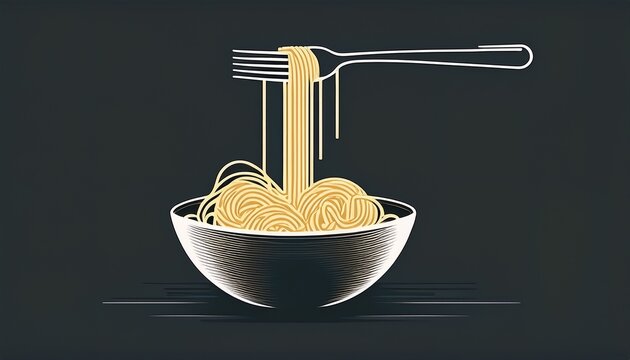 minimalist spaghetti bowl and fork silhouette