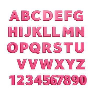 Colorful uppercase alphabet letters set in pink and purple