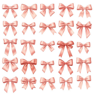 Collection of red gift bows in a grid pattern