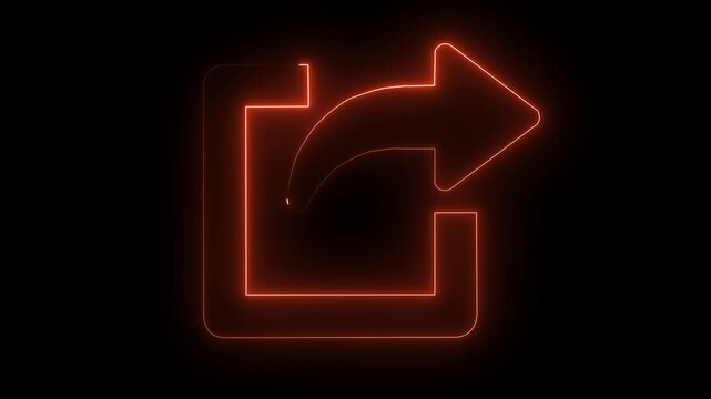 Neon glowing share animation, social media interface for digital marketing and web ui