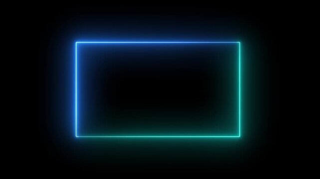 Animation of glowing neon rectangles abstract background. abstract glowing blue neon rectangle border frame. Motion graphics of tow neon rectangle picture frame