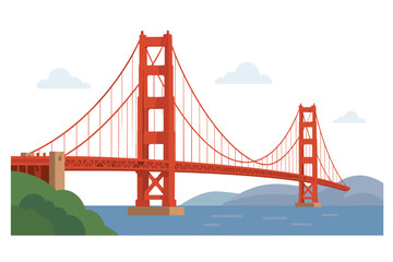 Fototapeta premium Golden Gate Bridge Vector Illustration Landmark Suspension Bridge in San Francisco USA