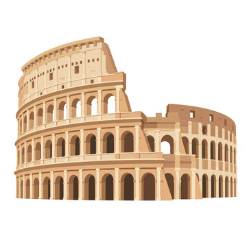 Colosseum Vector Illustration Ancient Roman Amphitheater Landmark in Rome Italy