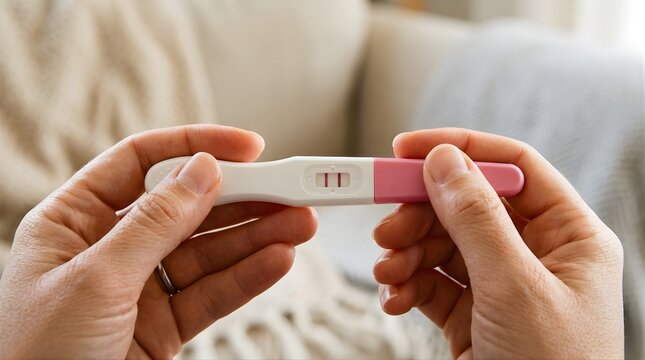 Hands Holding Positive Pregnancy Test Result