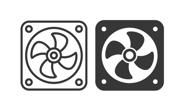 Cooling fan icon set, ventilation and air circulation symbols for appliance technology design