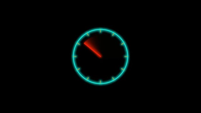 Motion video of neon blue circular clock timer interface