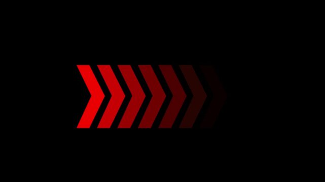 Red neon arrow motion loop, digital directional signage for ui and hud