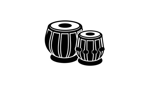 ndian classical music tabla drum vector illustration featuring black silhouette percussion instruments icon for traditional musical cultural designs