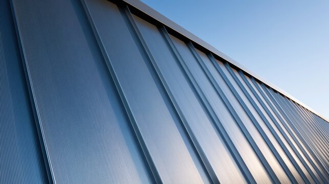 Close-Up of Standing Seam Metal Roof Panels on a Modern Building