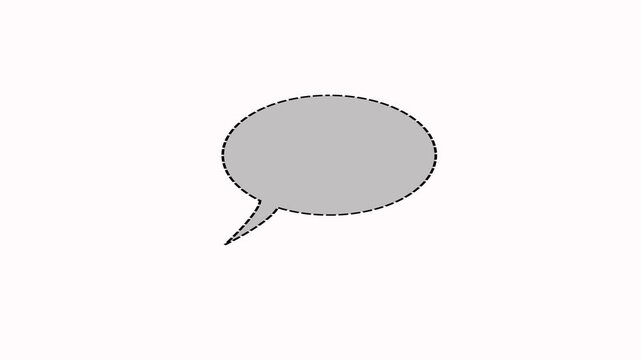Chat bubble animation with dash line loop on white background. Thought bubble icon animation. Blank conversation bubble. Speech bubble and dot line animation for text or massage