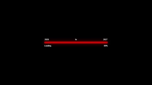 Motion video of loading progress bar from 2026 to 2027