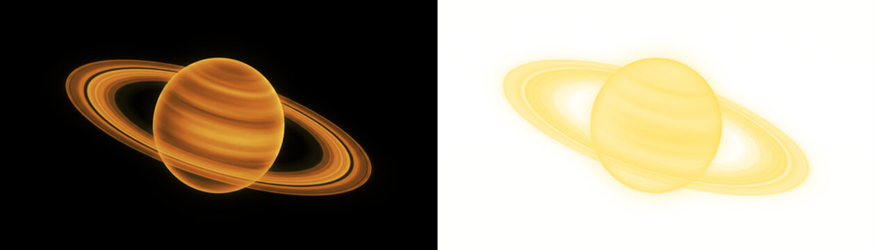 Glowing Golden Planet Ring Space Sphere