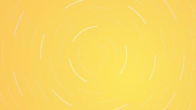 Abstract yellow background with minimalist white circular lines rotating in a simple clean graphic pattern
