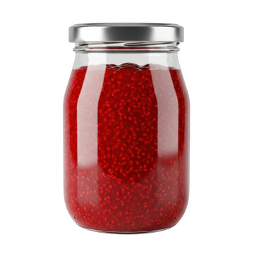 Jar of red jam with glass lid