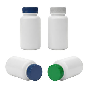 Three pill bottles and capsules illustration