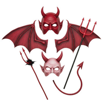 Red devil and cat cartoon illustration