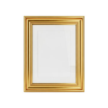 Empty gold picture frame with elegant border