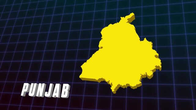 3D Animation Punjab Punjabi State Documentary Infographic Style Futuristic Map 4K Animation
