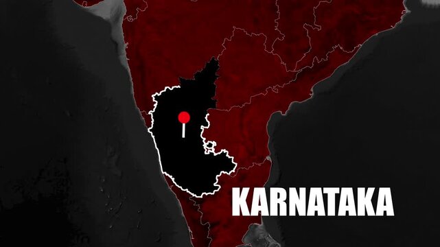 4K Animated Karnataka state map showing geographic location, regional boundaries, and India positioning with smooth dynamic motion graphics