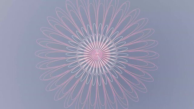 Abstract Geometric Animation Featuring Intersecting Pink and White Radiant Lines on a Soft Gray Background
