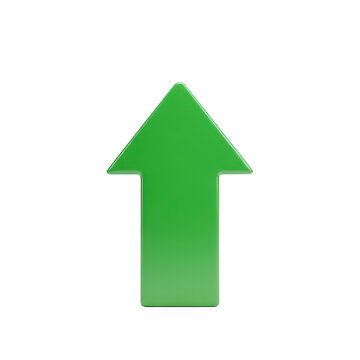 Bright green arrow pointing up isolated on transparent background