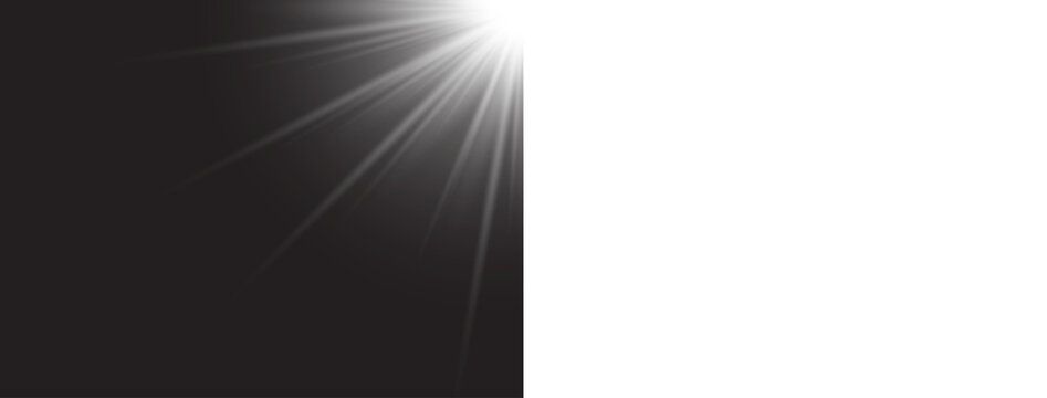 Radiant Corner Light Burst with Soft Glow Rays on Transparent Background