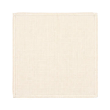 Simple beige linen napkin with a subtle woven texture and clean hemmed edges