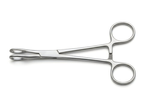 surgical clamping forceps medical holding instrument isolated on transparent background