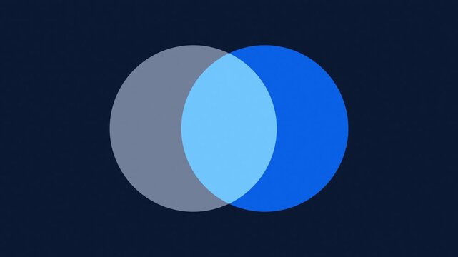 Dynamic two overlapping circles motion graphic background abstract blue shapes.