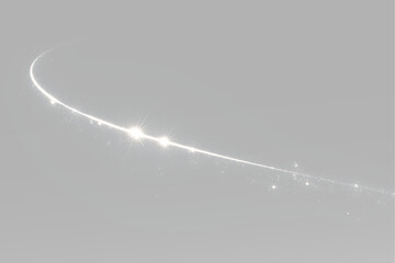 Sparkling star trail with white glitter wave, glowing dust particles, bright curved light streak, magic sparkles and shimmering swirl effect © Вадим Мартишко