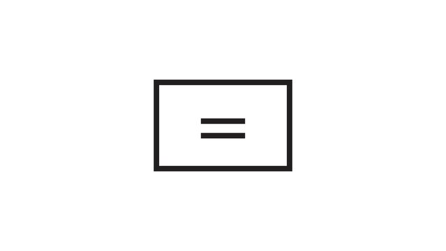 Equals sign inside rectangular frame offers clean mathematical notation for digital media.