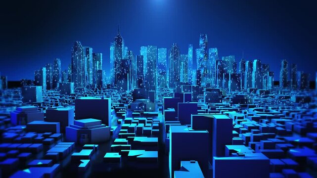 Futuristic miniature city model glowing towers dense urban architecture, property development, digital twins, master planning, construction visualization, sustainable cities, engineering urban design.