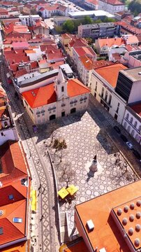 Aerial view of abrantes city and square in portugal