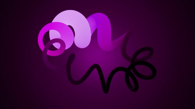 Pink neon helix with flowing gradient transitions. Abstract 3D loop with smooth organic morphing. 3d render motion.